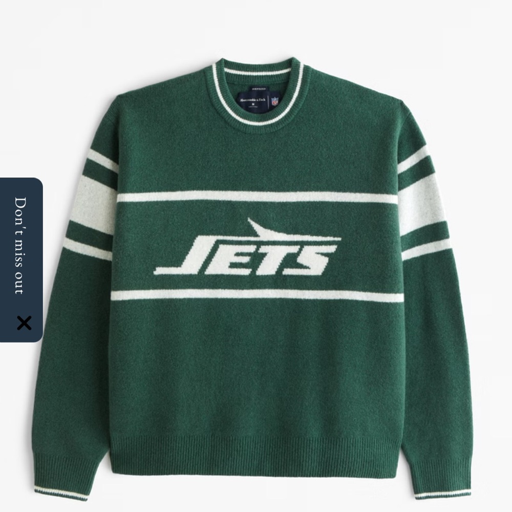 Abercrombie & Fitch Green and White Crewneck Sweater